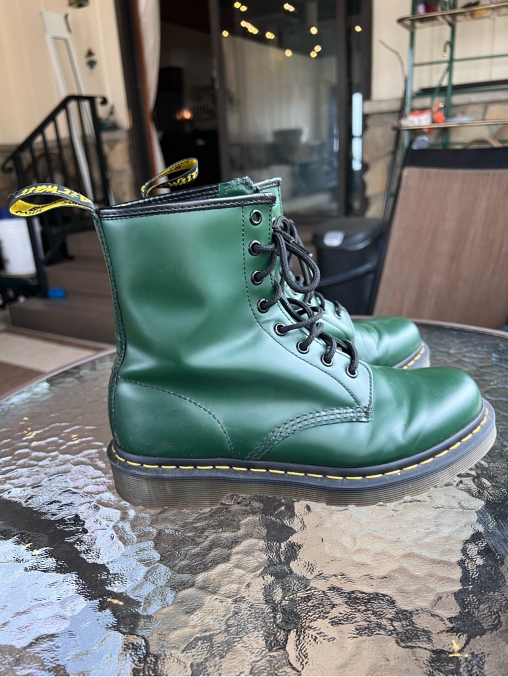 Dr. Martens Leather Lace-up Boot - Green with Yellow Stitching - Picture 10 of 14